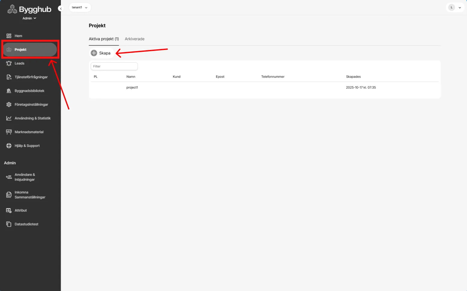 Skapa projekt